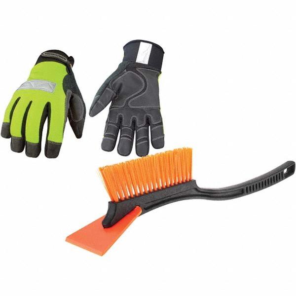 Youngstown Work Gloves: Youngstown Size X-Large, Micro-Fleece Lined, Microfleece & Synthetic Leather - Black & High-Visibility Lime, Pair, High