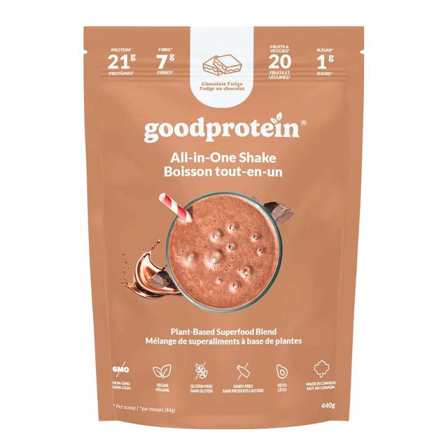Good Protein All-In-One Shake Plant-Based Superfood Blend Chocolate Fudge, 440g