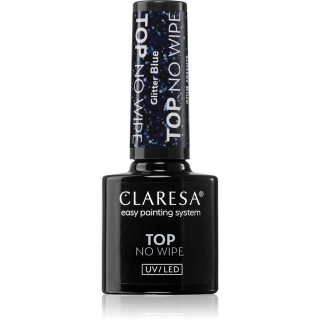 Claresa UV/LED Top Glitter No Wipe gel top coat glittering shade Glitter Blue 5 g