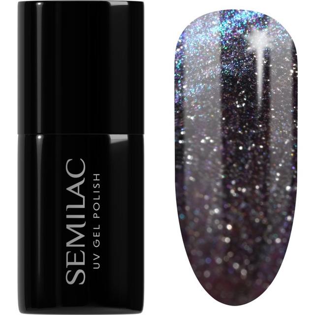 Semilac UV Hybrid Galaxy Flash gel nail polish for UV/LED hardening shade 828 Grey Holo 7 ml