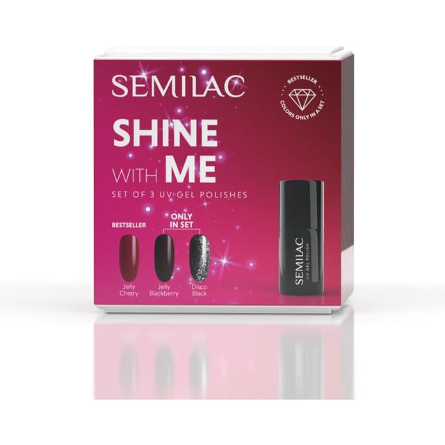 Semilac Set Shine With Me nail polish set using a UV/LED lamp