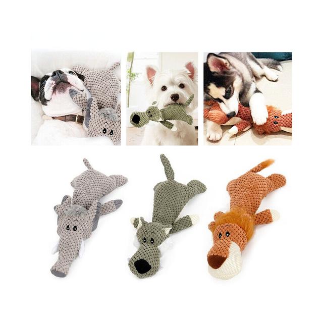 Pet Toy Animal Shape Lion Elephant Sound Chew Three Colors Interactive Toys