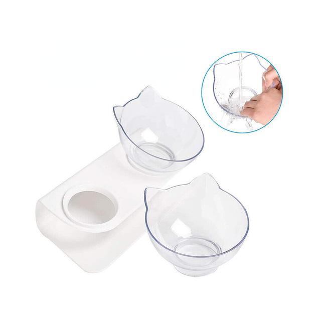 (transparent single) Pet Bowl Non-slip Double Cat Bowl Dog Bowl