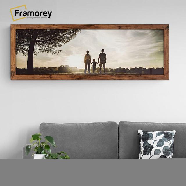 (100x50CM) Panoramic Size Rustic Oak Picture Frame Wall Art Frames Flat Wooden Effect Poster Frame