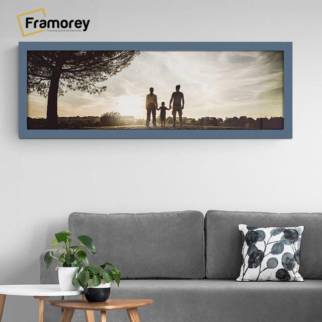 (12x5 Inch) Panoramic Size Dark Grey Picture Frame Wall Art Frames Flat Wooden Effect Poster Frame