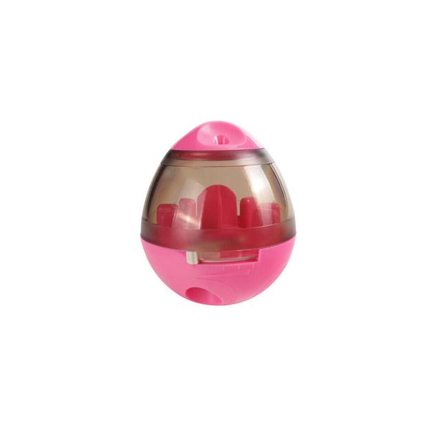 (Red) Egg Shape Tumbler Pet Food Dispenser Training Interactive Ball