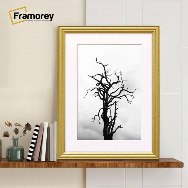 (20x16" Pic (24x20" Frame)) Gold Picture Frame / LW Style Wall Art Frame / Modern Photo Frames With White Mount