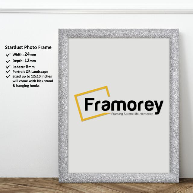 (14x12 Inch) Silver Glitter Sparkle Picture Frame / Photo Frames / Stardust Star Poster Frames / Photo Print Frame / Modern Frames