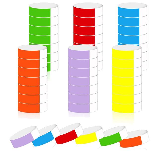 600 Pcs Paper for Events, 6 Colors Waterproof Paper Party Bracelets Party Armbands Paper Bracelet