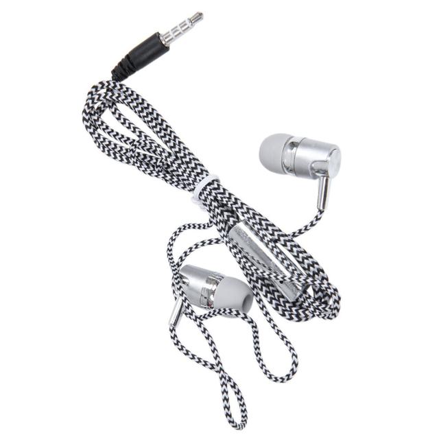 H-169 3.5mm MP3 MP4 Wiring Subwoofer Braided Cord, Headphones with Wheat Wire Control(Silver)