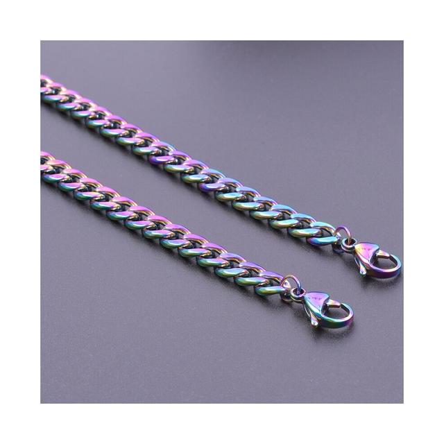 (Light Yellow Gold Color, 50cm) 1pcs Thickness6.5mm Stainless Steel Rainbow Necklace Chain For Handicrafts Making Material Jewelry Accessories and Par
