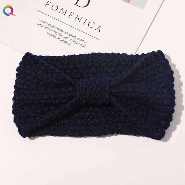 Donarsei Korea Winter Wide Knitting Cross Headband For Women Solid Elastic Yoga Turban Bandage Bandanas HairBands