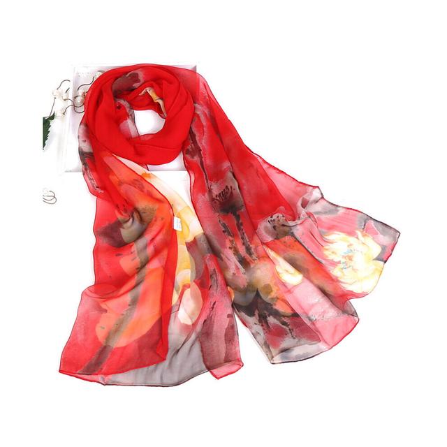 Spring/Summer Women Floral Printing Beach Silk Scarf Shawls Female Long Wraps Beach Sunscreen Hijab
