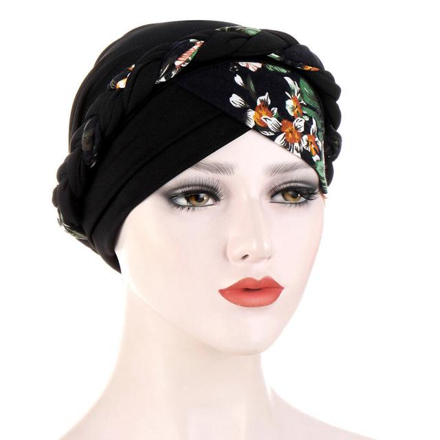 Bicolor Bohemian twist braid headband hat Muslim chemotherapy cap Women Hat Beanie Ladies Hair Accessories