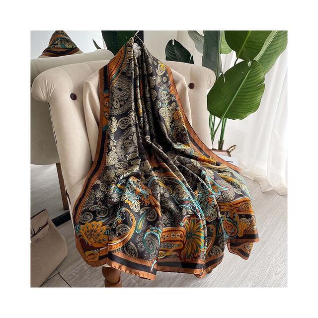 Silk Scarf for Women Paisley Shawl Foulard Ladies Muslim Headscarf Casual Long Wrap Hijab Femme Musulman