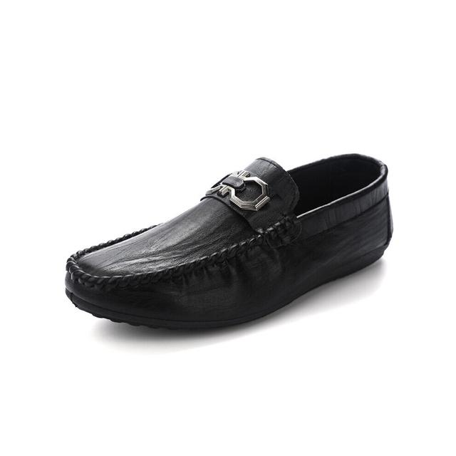 (Black-EUR 43 9) Men's Casual Shoes Lightweight Slip on Flats Loafers Comfortable Non-slip Soft Sole Driving Shoes British Men Leather Shoes