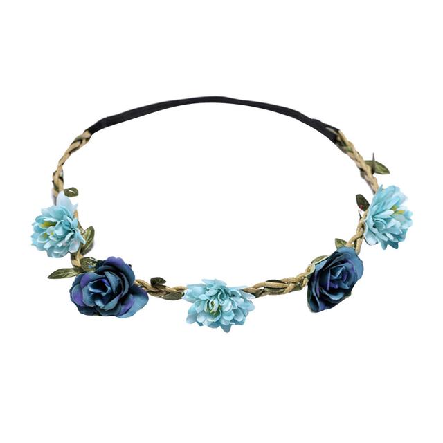 Summer Newest Bride Women Flower Headband Bohemian Style Rose Flower Crown Hairband Head Wreath Ladies Beach Hair Accessories