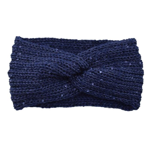 Knitted Sequin Cross Hair Band Warm Sports Headband Ear Protection Head Cover Face Wash Wool Hair Band Braided Headband