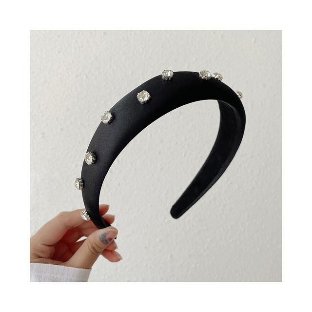 Satin Rhinestones Wide Side Sponge Headband Hair Accessories For Women Hairband Hairband Girl Headwear