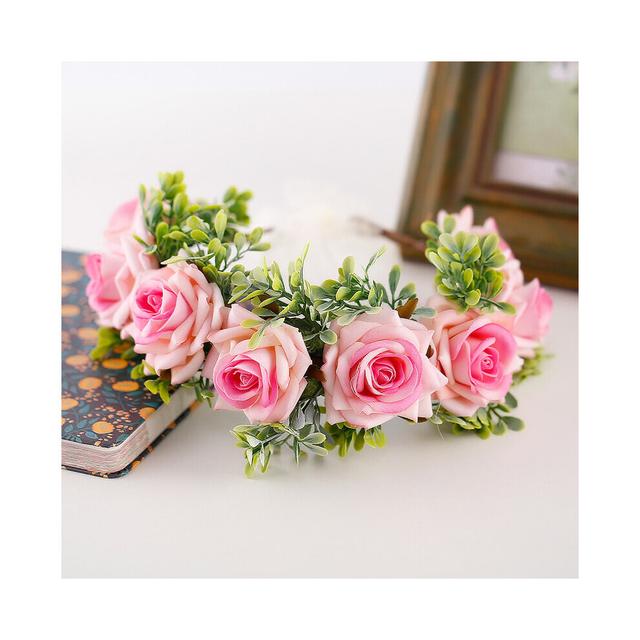 Flower Headbands Wreath Garland Beach Vacation Bride Wedding Accessories Bridesmaid Women Girls Rose Flower Headpieces