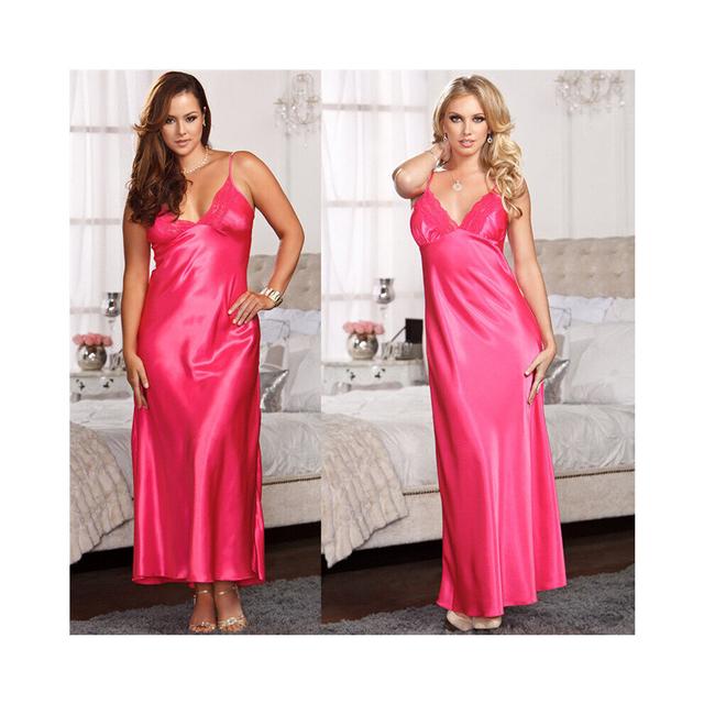 Women Satin Silk Lace Robe Dress Sleepwear Lingerie Nightdress Nightgown Chemise Bikini Cover Up Beachwear