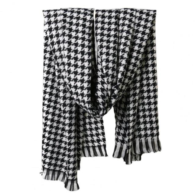 Women Winter Shawl Plaid Print Anti-pilling Women Scarf Comfortable Elastic Women Scarf