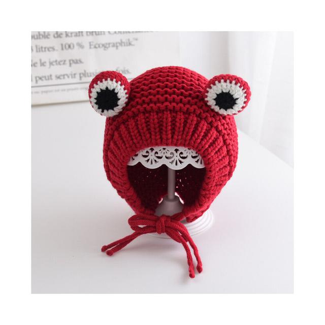 1 Piece Winter Autumn Knitted Cartoon Frog Hat Crochet Baby Hat Girl Boy Children Beanie Infant Sweater Knit Clothes Accessories