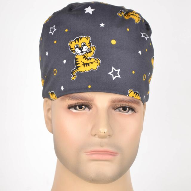 (White-M) unisex scrub hats in with puppy