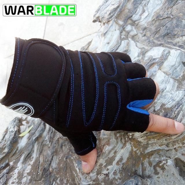 (dark blue White-M) Men Women Half Finger Fitness Gloves Weight Lifting Gloves Protect Wrist Gym Training Fingerless Weightlifting Sport Gloves