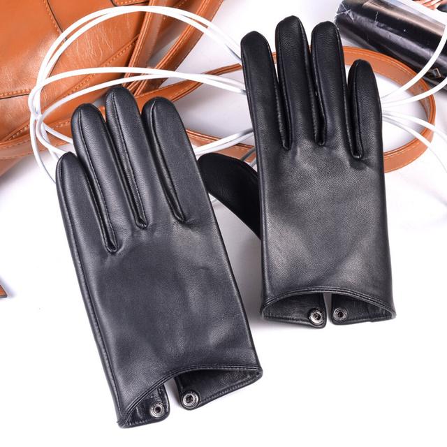 (Black-L) Gants Homme Unlined Gloves Men Leather Short Repair Use Mobile Phone Handschoenen Car Driving Mittens Male Mitaine