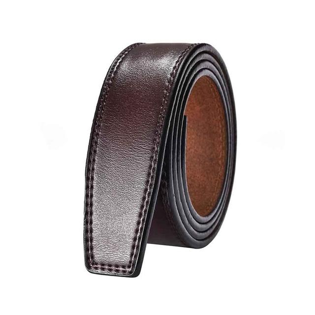 (3.5FXCoffee White-135cm) No Buckle 3.5cm Wide Leather Automatic Belt Body Strap Without Buckle Belts Men Good Male Belts
