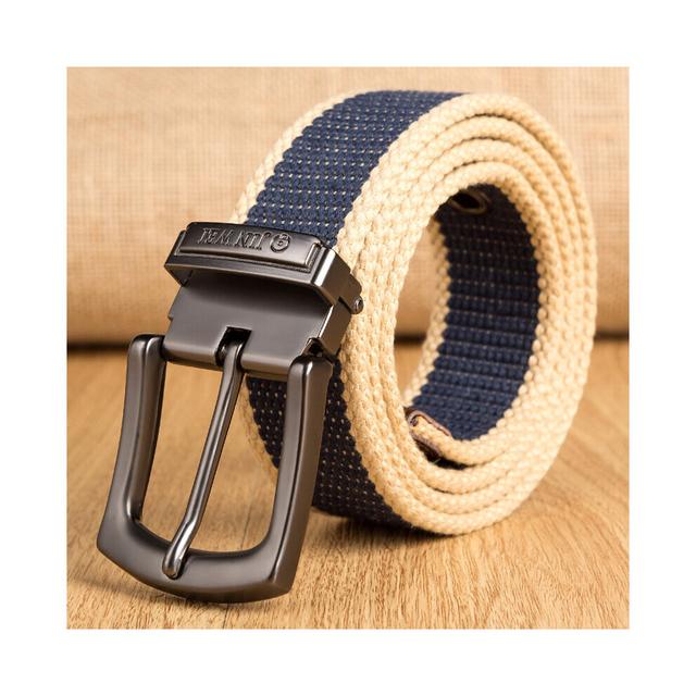 (navy wide stripe White-130cm) Men Canvas Belts Mens Military Tactical Strap Unsex Needle Buckle-Belts Young Students Jeans Pin Buckle Belts 100-160cm