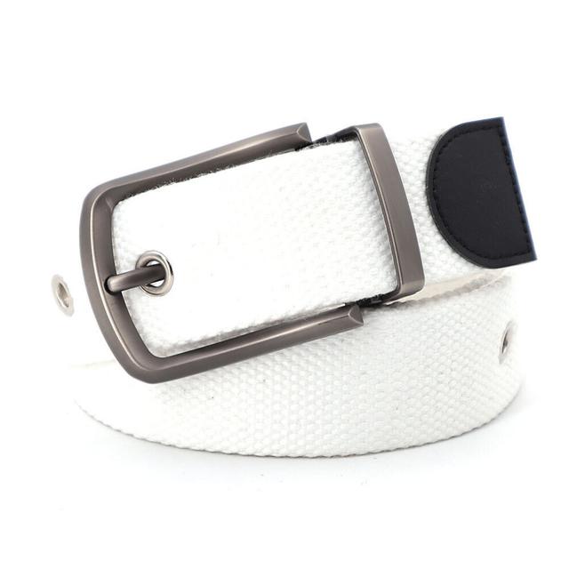(white-150cm) Pin Buckle Tactical Belt Stainless Steel Belt for Men Outdoor Unisex Canvas Military Training Belt