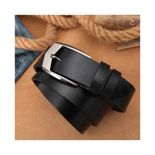 (Black-110cm) Belt Men Male Belts For Men Classice Vintage Pin Buckle Leather Belt Male Cow Leather Strap AHQ2118