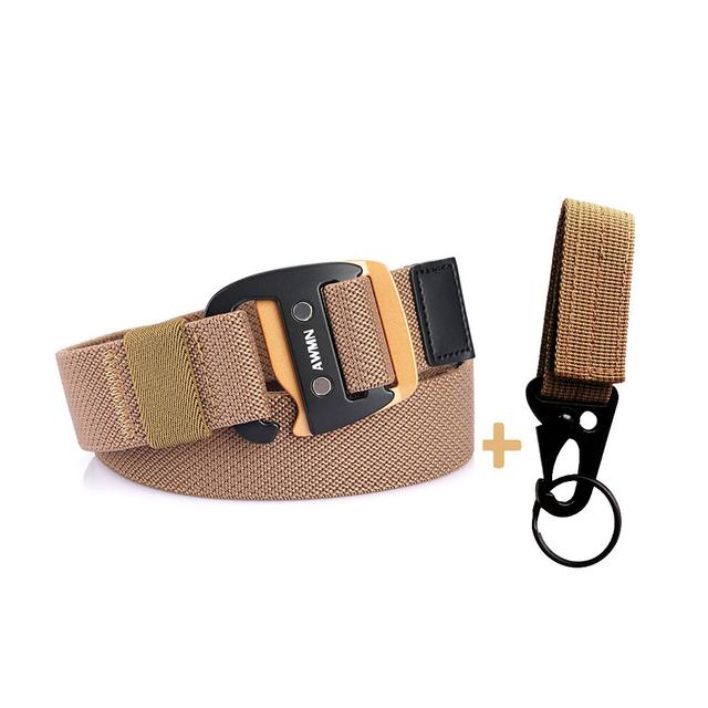 Men's Elastic Belt For Jeans Pants Metal Buckle Outdoor Sport Casual Woven Stretch Male Tactical Belt Wear-resistant