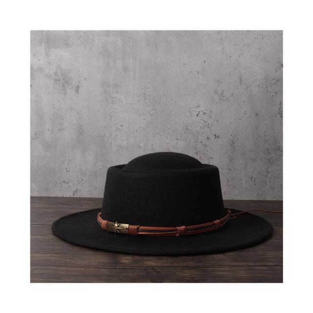 Women Men Flat Fedora Hat Lady Tassel Pork Pie Hat Gentleman Porkpie Top Jazz Hat
