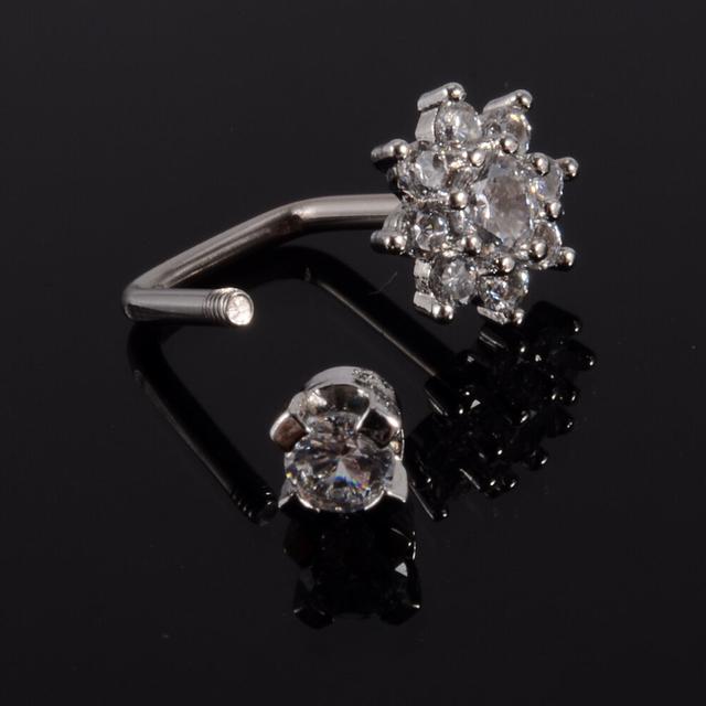 1PC 361L Surgical Steel U Shape Ear Tragus Cartilage Piercing Outer Threaded Marquise Zircon Flower Horseshoe Circular Earring
