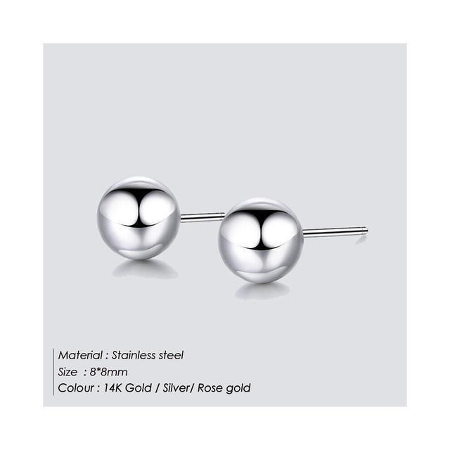 (Silver Plated, Green) diameter 8MM small stud earrings for women Trending Stainless steel earring studs jewelry