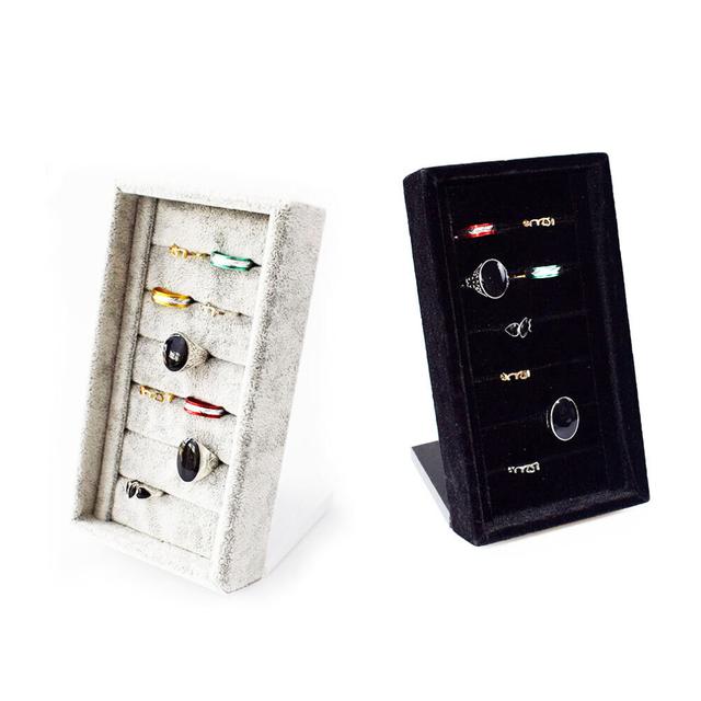 Jewelry Trays Ring Display Stand Box 7 Slot Velvet Bracelet Showcase Earring Organization Necklace Storage case