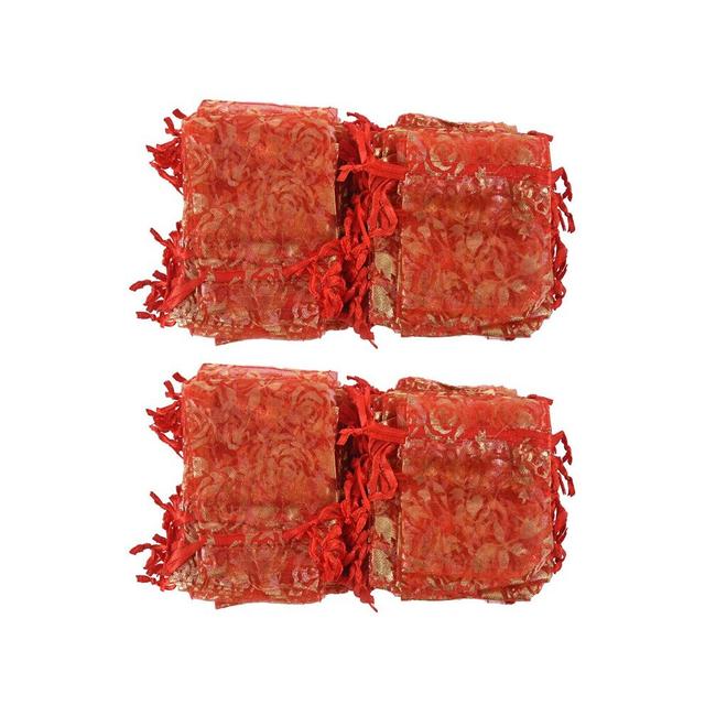 200Pc 7X9cm Rose Organza Drawstring Gift Jewelry Bags Pouches Wedding Xmas Party Bags Red
