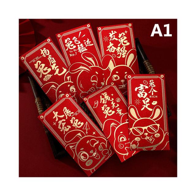 6pcs Cartoon Childrens Gift Money Packing Bag Red Envelope Spring