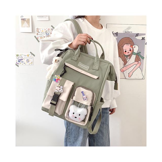 (green Beige-Only Bag) Girl Travel Rucksack Preppy Purple Backpack Women Waterproof Candy Colors Backpacks Fancy High School Bags for Teenage