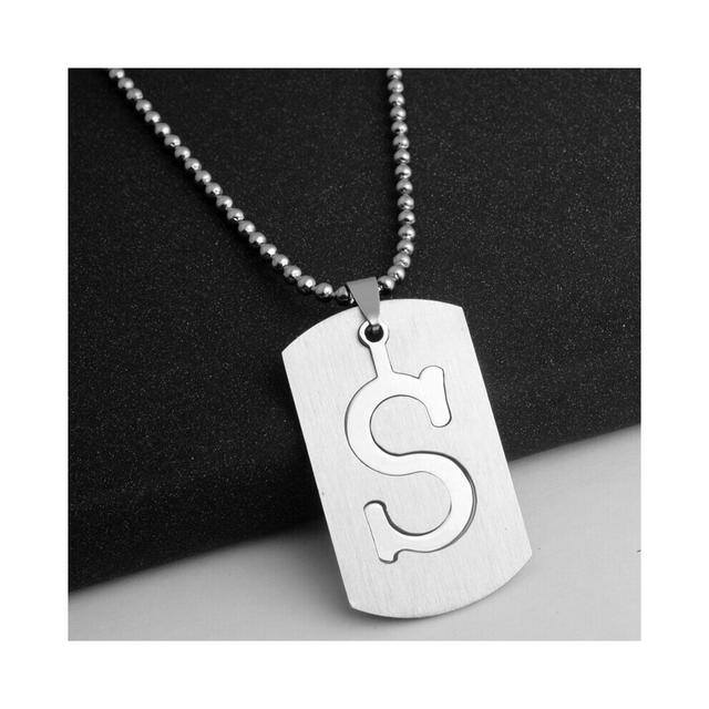 1pc 26 Letters Pendant Necklace Capital Alphabet Stainless Steel Necklace Chain Artificial Jewelry O