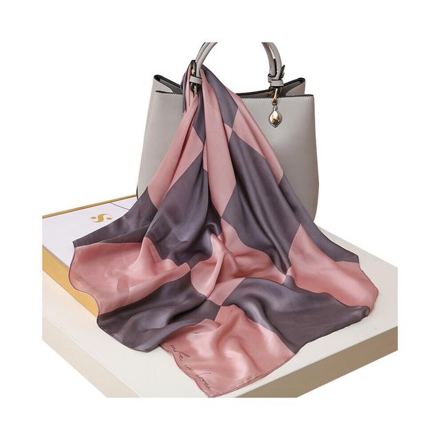 Womens Colorful Retro Plaid Dot Scarf Womens Satin Square Scarf Silk Large Neckerchief Accessory