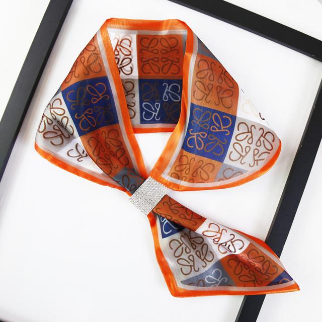 Silk Scarf Printed Satin Chiffon Neck Scarf Short Decorated Small Shawl Wrap For Women Casual Outdoor