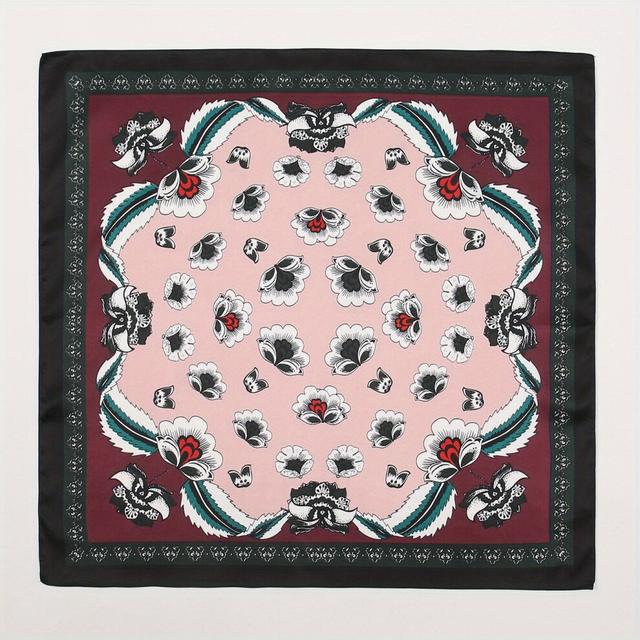 Boho Flower Print Square Scarf Vintage Bandana Women Casual Windproof Head Wrap Neckerchief Hair Accessories