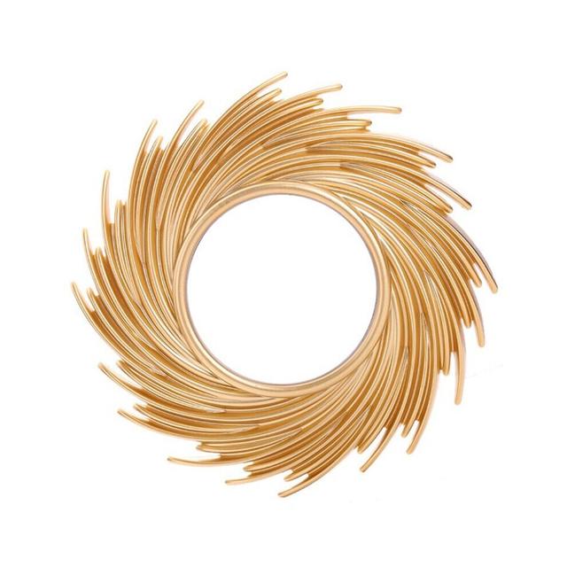 Sun Shape Decorative Mirror Rattan Innovative Art Decoration Round Makeup Mirror Dressing Bathroom Wall Hanging Mirror