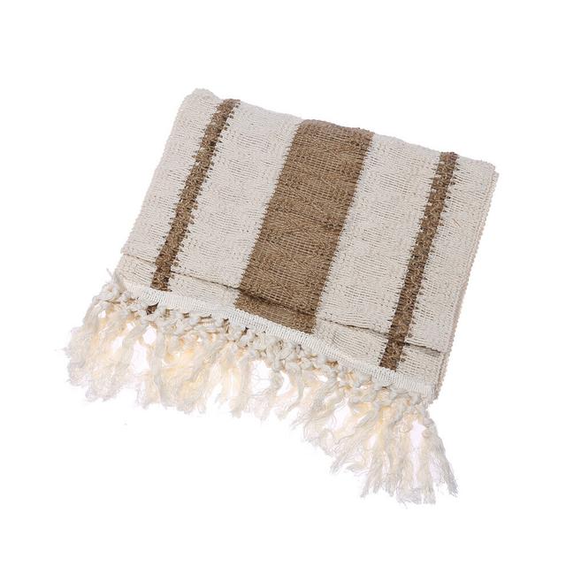 Home Tassel Tablecloth Bohemian Coarse Linen Cotton Woven Tablecloth With Tassel Long Table Flag Kitchen Table Decoration