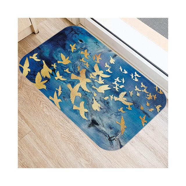 Golden Printed Kitchen Bath Entrance Door Mat Soft Coral Velvet Carpet Doormat Seude Indoor Floor Mats Non-Slip Rug Home Decor