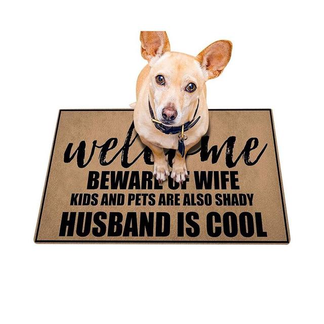 Welcome Door Mat Welcome Beware Of Wife Door Mat Indoor Outdoor Doormats Personalized Rugs With Anti-slip Back Prank Gift Door